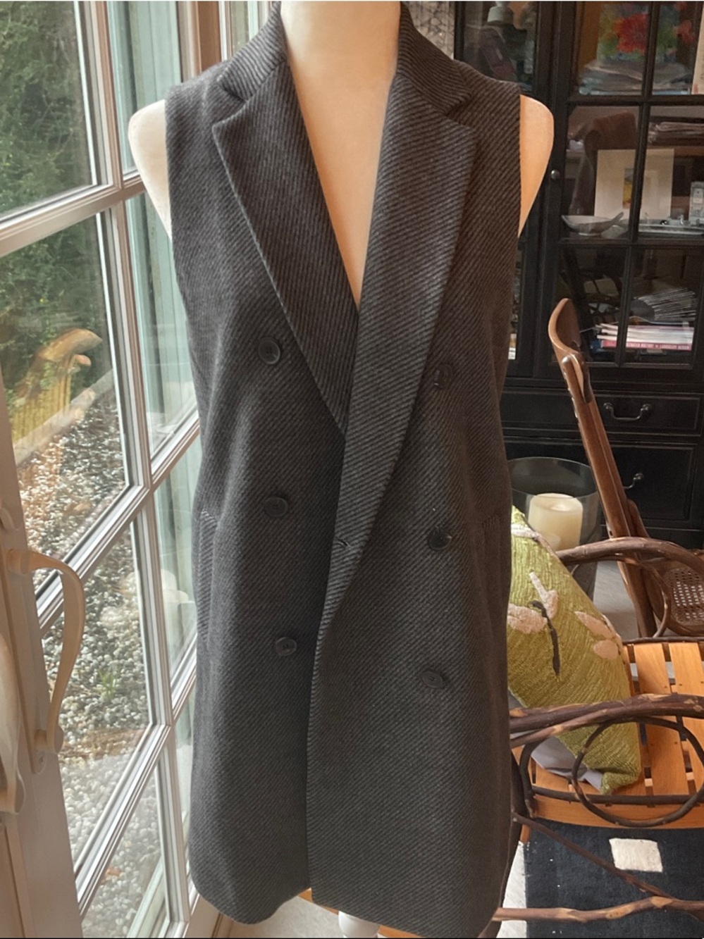 J. McLaughlin Charcoal Gray Wool Longline Vest